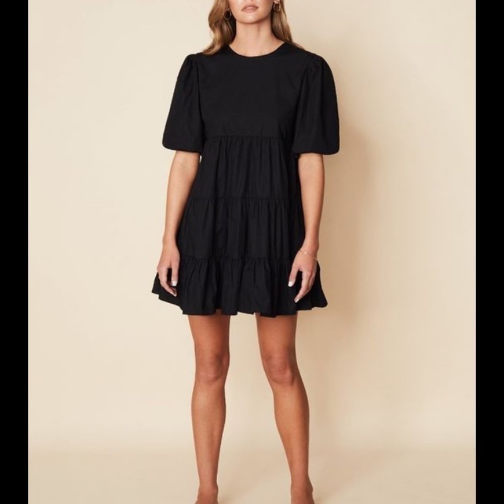 Faithfull the Brand Sade Mini Dress Plain Black New 4